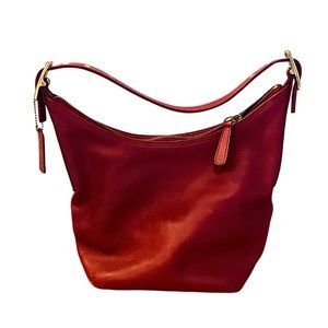 Genuine Leather Red Coach Shoulder Bag